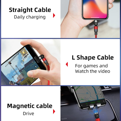 1m 2A Output USB to USB-C / Type-C Nylon Braided Rotate Magnetic Charging Cable, 1m Type-C