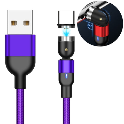 1m 2A Output USB to USB-C / Type-C Nylon Braided Rotate Magnetic Charging Cable, 1m Type-C