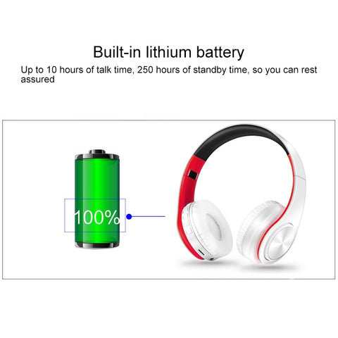 LPT660 Wireless Folding Sports Stereo Music Bluetooth Phones Earphones Support TF Card