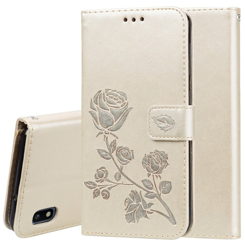 Rose Embossed Horizontal Flip PU Leather Case for Galaxy A10, with Holder & Card Slots & Wallet, For Samsung Galaxy A10