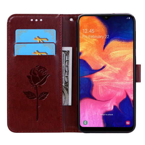 Rose Embossed Horizontal Flip PU Leather Case for Galaxy A10, with Holder & Card Slots & Wallet, For Samsung Galaxy A10