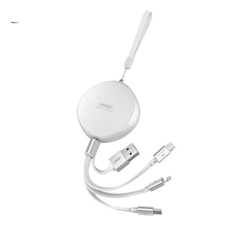 REMAX RC-185th 3 in 1 2.1A USB to 8 Pin + USB-C / Type-C + Micro USB Sury Series Telescopic Charging Data Cable