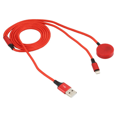 For iPhone / Apple Watch 2 In 1 8 Pin + Magnetic Charging Base Multi-function Charging Cable, Length: 1m, 2 In 1