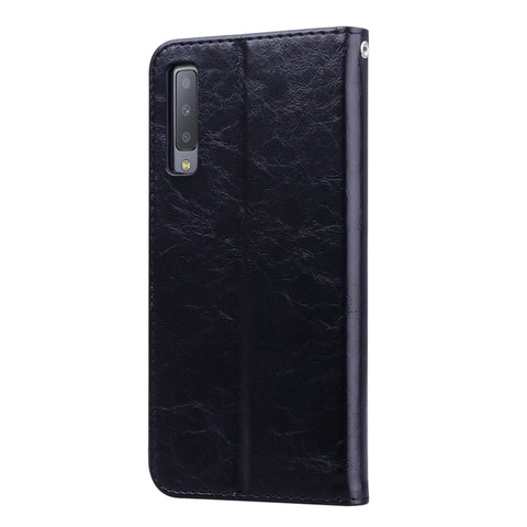 Business Style Oil Wax Texture Horizontal Flip Leather Case for Galaxy A7 (2018), with Holder & Card Slots & Wallet, For Galaxy A7