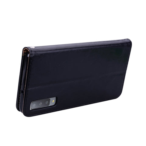 Business Style Oil Wax Texture Horizontal Flip Leather Case for Galaxy A7 (2018), with Holder & Card Slots & Wallet, For Galaxy A7