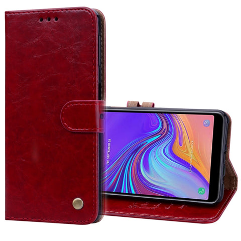 Business Style Oil Wax Texture Horizontal Flip Leather Case for Galaxy A7 (2018), with Holder & Card Slots & Wallet, For Galaxy A7
