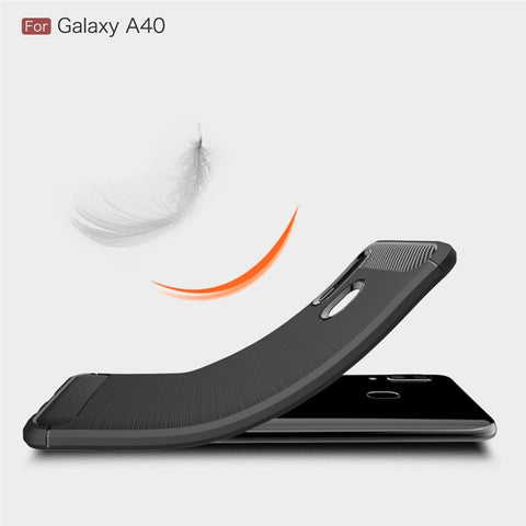Brushed Texture Carbon Fiber TPU Case for Galaxy A40, For Galaxy A40
