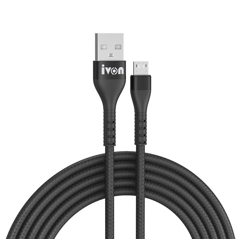 IVON CA92 2.4A Max USB to Micro USB Rubber Fast Charging Data Cable, Length: 1.5m, Micro USB