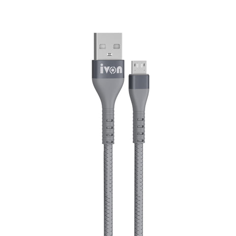 IVON CA92 2.4A Max USB to Micro USB Rubber Fast Charging Data Cable, Length: 1.5m, Micro USB