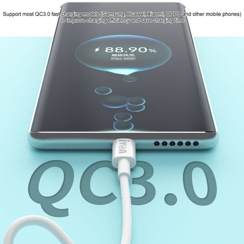IVON CA203 60W PD USB-C / Type-C to USB-C / Type-C Fast Charging Data Cable, Cable Length: 1m