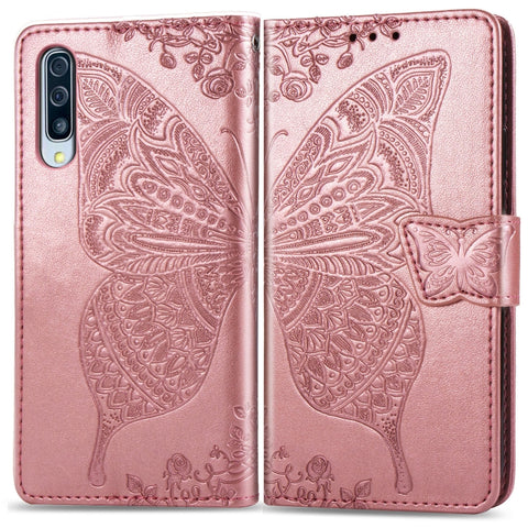 Butterfly Love Flowers Embossing Horizontal Flip Leather Case for Galaxy A50, with Holder & Card Slots & Wallet & Lanyard, For Galaxy A50