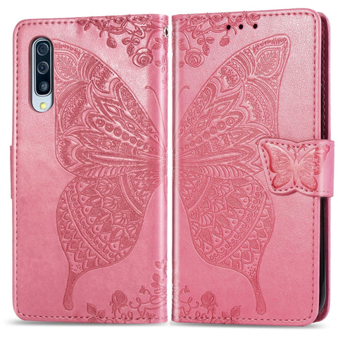 Butterfly Love Flowers Embossing Horizontal Flip Leather Case for Galaxy A70, with Holder & Card Slots & Wallet & Lanyard, For Galaxy A70