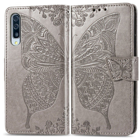 Butterfly Love Flowers Embossing Horizontal Flip Leather Case for Galaxy A70, with Holder & Card Slots & Wallet & Lanyard, For Galaxy A70