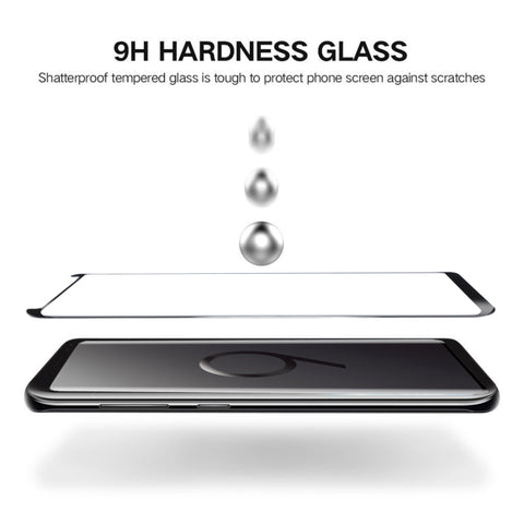 For Galaxy S9+ 0.33mm 9H Surface Hardness 3D Curved Edge Anti-scratch Non-full Screen HD Fully Adhesive Glass Screen Protector, For Galaxy S9+ Fully Adhesive