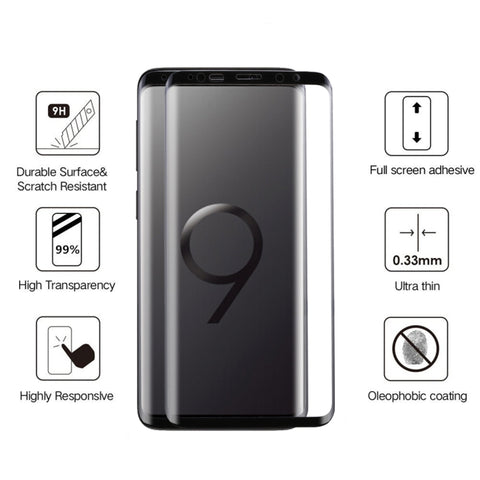For Galaxy S9 0.33mm 9H Surface Hardness 3D Curved Edge Anti-scratch Full Screen HD Fully Adhesive Glass Screen Protector, For Galaxy S9