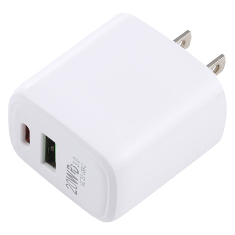 LZ-215A+C 20W QC 3.0 USB + PD 3.0 USB-C / Type-C Fast Charging Travel Charger, US Plug, US Plug