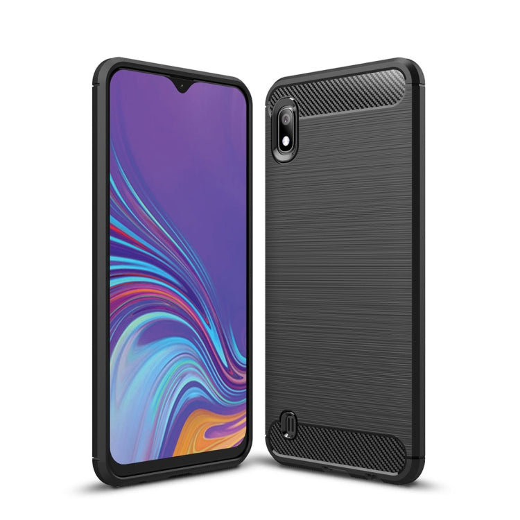 Brushed Texture Carbon Fiber Shockproof TPU Case for Galaxy A10, 三星 Galaxy A10
