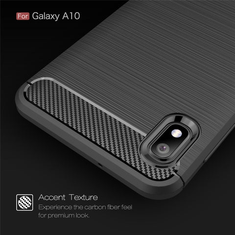 Brushed Texture Carbon Fiber Shockproof TPU Case for Galaxy A10, 三星 Galaxy A10
