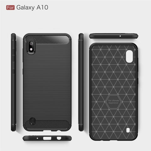 Brushed Texture Carbon Fiber Shockproof TPU Case for Galaxy A10, 三星 Galaxy A10