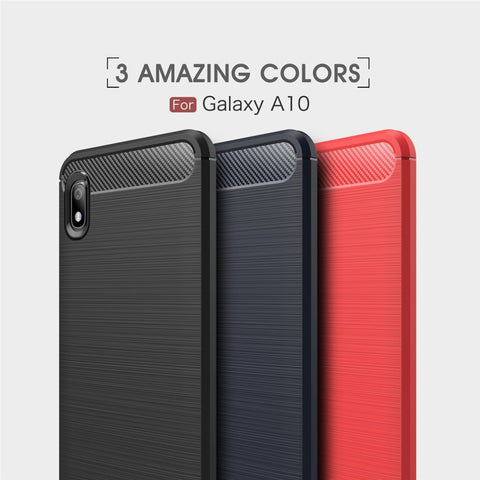 Brushed Texture Carbon Fiber Shockproof TPU Case for Galaxy A10, 三星 Galaxy A10
