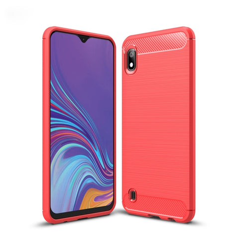 Brushed Texture Carbon Fiber Shockproof TPU Case for Galaxy A10, 三星 Galaxy A10