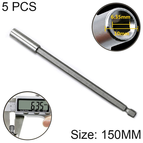 5 PCS 1/4 Electric Batch Head High Magnetism Connecting Rod Pistol Drill Extension Rod Sleeve Fast Turning Joint, Length: 150mm, 150mm Joint