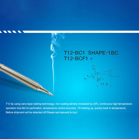 QUICKO T12-BCF3 Lead-free Soldering Iron Tip, T12-BC1, T12-BC1.5, T12-BC2, T12-BC3, T12-BCF1, T12-BCF2, T12-BCF3