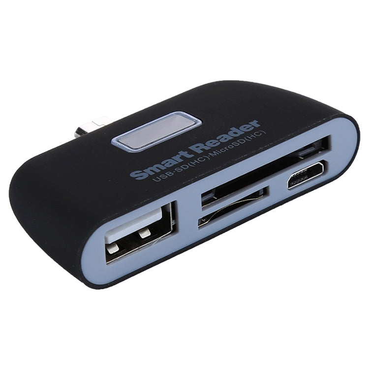 TF + SD + USB 2.0 + Micro USB Port to Micro USB OTG Smart Card Reader Connection Kit with LED Indicator Light