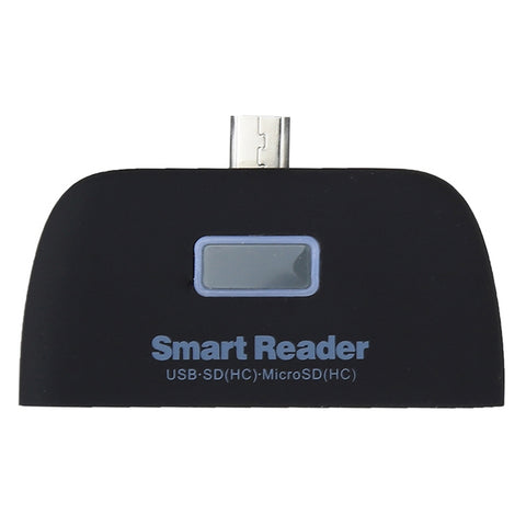 TF + SD + USB 2.0 + Micro USB Port to Micro USB OTG Smart Card Reader Connection Kit with LED Indicator Light