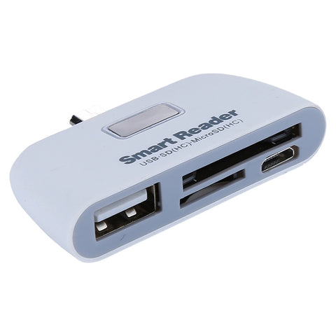 TF + SD + USB 2.0 + Micro USB Port to Micro USB OTG Smart Card Reader Connection Kit with LED Indicator Light