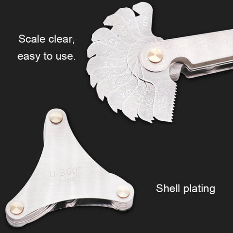 30 PCS US Screw Pitch Thread Blades 60 Degrees CR Stainless Steel Thread Gauge, 30 PCS Thread Gauge