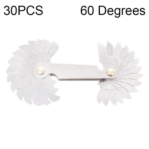 30 PCS US Screw Pitch Thread Blades 60 Degrees CR Stainless Steel Thread Gauge, 30 PCS Thread Gauge