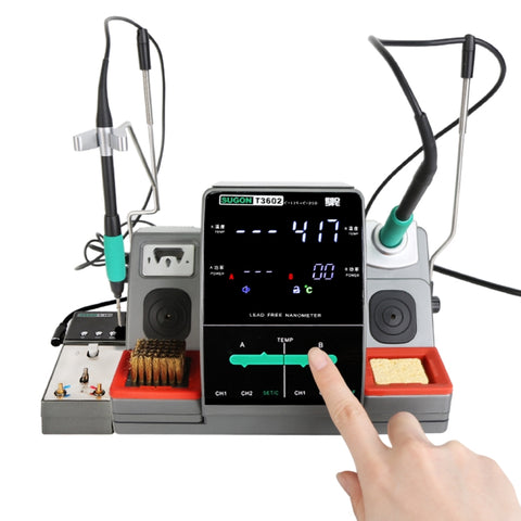 SUGON T3602 110V 240W Dual Station Nano Electric Soldering Station with Double Handle, US Plug, T3602, US Plug
