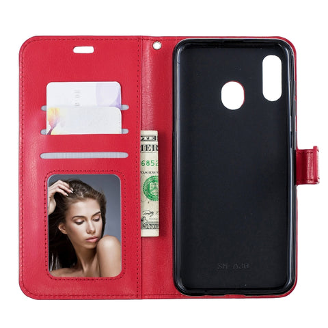 Crazy Horse Texture Horizontal Flip Leather Case with Holder & Card Slots & Wallet & Photo Frame, for Galaxy A30