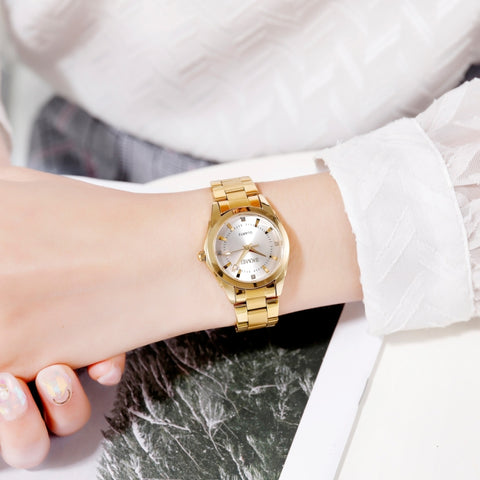 SKmei 1620 Delicate Rhinestone Creative Casual Waterproof Quartz Women Watch Steel Strap Watch