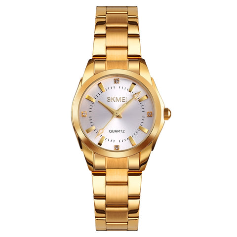 SKmei 1620 Delicate Rhinestone Creative Casual Waterproof Quartz Women Watch Steel Strap Watch