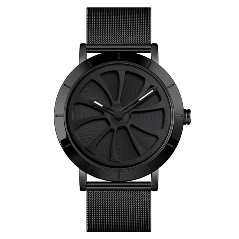 SKMEI 9204 Fashion Skeleton Rotating Dial Waterproof Business Mesh Belt Quartz Watch Men Watch