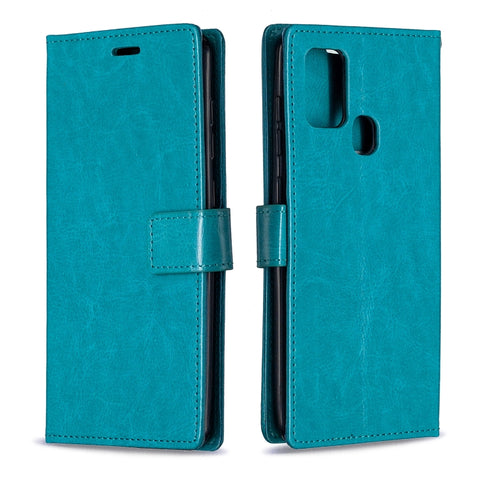 For Samsung Galaxy A21s Crazy Horse Texture Horizontal Flip Leather Case with Holder & Card Slots & Wallet & Photo Frame, For Galaxy A21s