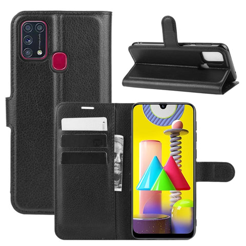 For Samsung Galaxy M31 Litchi Texture Horizontal Flip Protective Case with Holder & Card Slots & Wallet, For Galaxy M31