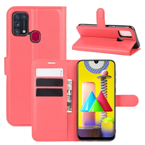 For Samsung Galaxy M31 Litchi Texture Horizontal Flip Protective Case with Holder & Card Slots & Wallet, For Galaxy M31