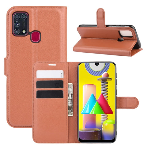 For Samsung Galaxy M31 Litchi Texture Horizontal Flip Protective Case with Holder & Card Slots & Wallet, For Galaxy M31