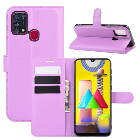 For Samsung Galaxy M31 Litchi Texture Horizontal Flip Protective Case with Holder & Card Slots & Wallet, For Galaxy M31