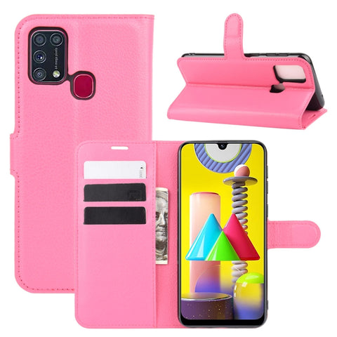 For Samsung Galaxy M31 Litchi Texture Horizontal Flip Protective Case with Holder & Card Slots & Wallet, For Galaxy M31