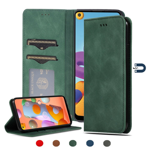 Retro Skin Feel Business Magnetic Horizontal Flip Leather Case, For Samsung Galaxy A21s