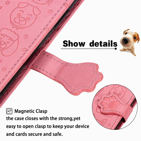 Cute Cat and Dog Embossed Horizontal Flip Leather Case with Holder & Card Slots & Wallet & Cartoon Clasp & Lanyard, For OPPO A5 (2020), For Huawei Y8S, For Samsung Galaxy A21, For Galaxy A21