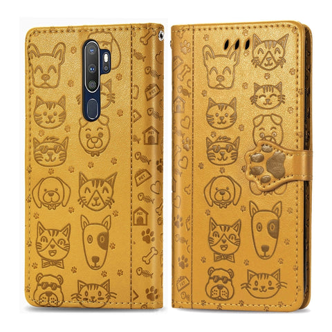 Cute Cat and Dog Embossed Horizontal Flip Leather Case with Holder & Card Slots & Wallet & Cartoon Clasp & Lanyard, For OPPO A5 (2020), For Huawei Y8S, For Samsung Galaxy A21, For Galaxy A21