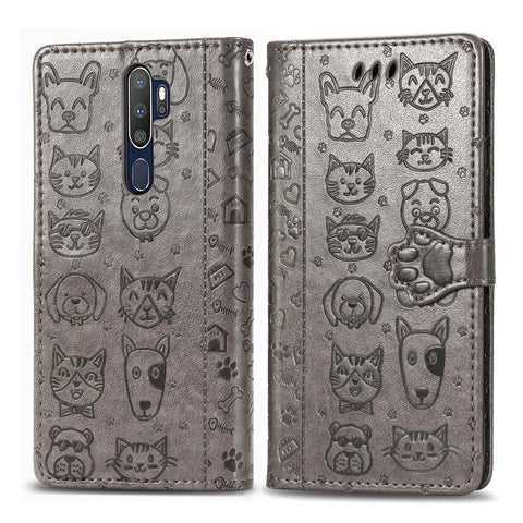 Cute Cat and Dog Embossed Horizontal Flip Leather Case with Holder & Card Slots & Wallet & Cartoon Clasp & Lanyard, For OPPO A5 (2020), For Huawei Y8S, For Samsung Galaxy A21, For Galaxy A21