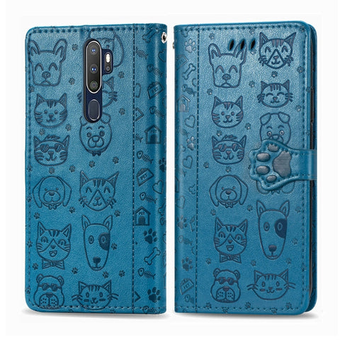 Cute Cat and Dog Embossed Horizontal Flip Leather Case with Holder & Card Slots & Wallet & Cartoon Clasp & Lanyard, For OPPO A5 (2020), For Huawei Y8S, For Samsung Galaxy A21, For Galaxy A21