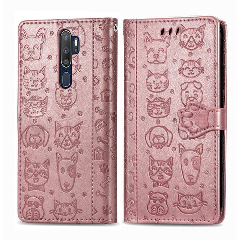 Cute Cat and Dog Embossed Horizontal Flip Leather Case with Holder & Card Slots & Wallet & Cartoon Clasp & Lanyard, For OPPO A5 (2020), For Huawei Y8S, For Samsung Galaxy A21, For Galaxy A21