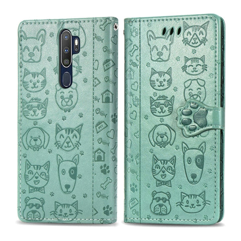 Cute Cat and Dog Embossed Horizontal Flip Leather Case with Holder & Card Slots & Wallet & Cartoon Clasp & Lanyard, For OPPO A5 (2020), For Huawei Y8S, For Samsung Galaxy A21, For Galaxy A21